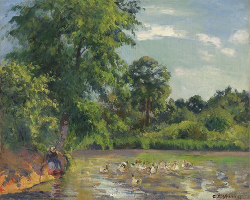 Ducks on the Pond of Montfoucault - Camille Pissarro