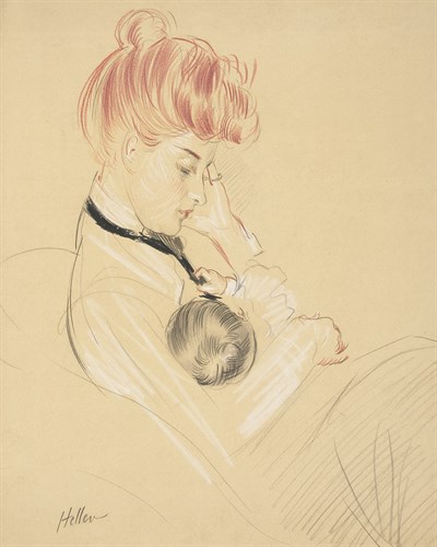 Madame Helleu Cradling Paulette in Her Arms - Paul Helleu