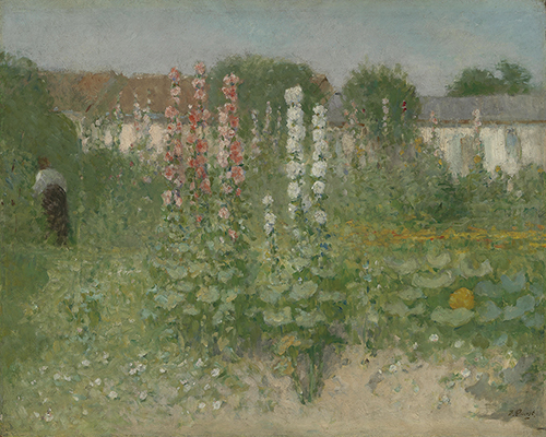 Garden with Hollyhocks - Ernest Quost