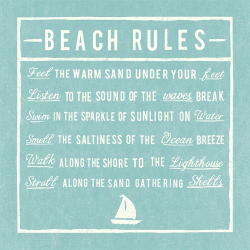 Beach Rules - Aqua - Detail - The Vintage Collection