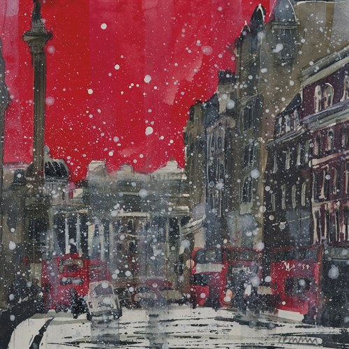 Snow Storm Towards Trafalgar Square - Susan Brown