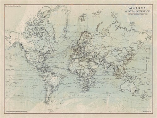 Ocean Current Map I - The Vintage Collection