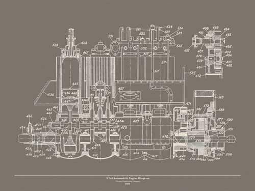 Automobile Engine Blueprint - The Vintage Collection