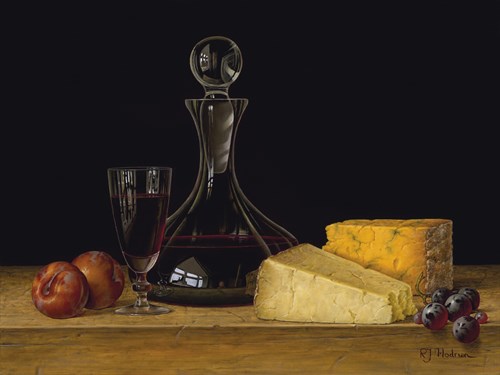 Decanter of Port with Cheeses and Plums - Roy Hodrien