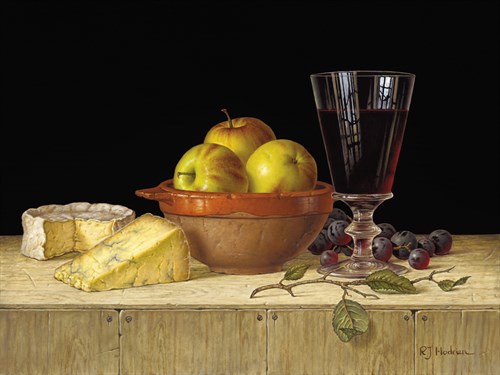 Apples in a Rustic Bowl with Cheeses - Roy Hodrien