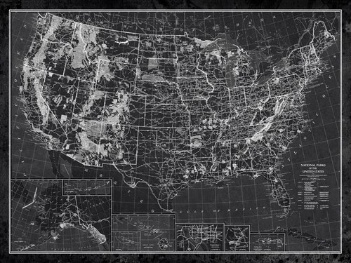 Explorer - USA Map - Noir - The Vintage Collection