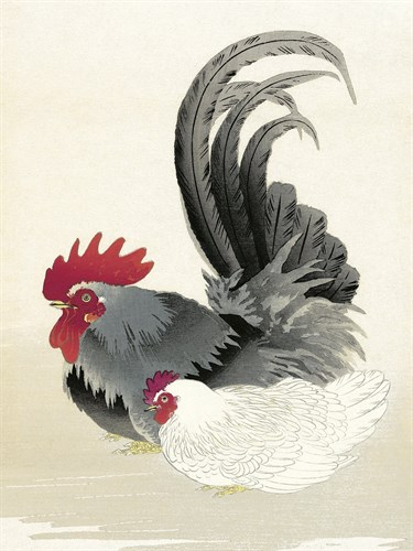Chicken and Rooster - Ohara Koson
