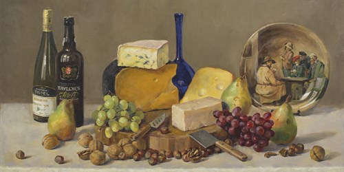 Still Life With Wine And Cheese - Valeriy Chuikov