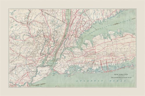 New York City Transportation Map - The Vintage Collection