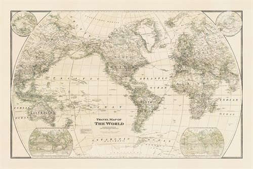 Travel Map of the World - The Vintage Collection