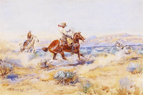 Roping a Wolf - Charles Marion Russell