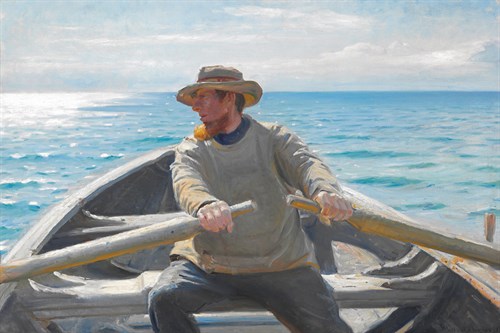 A Fisherman Rowing - Michael Ancher