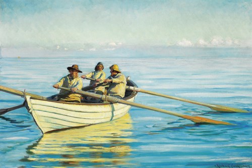 Three Fishermen in a Boat - Michael Ancher