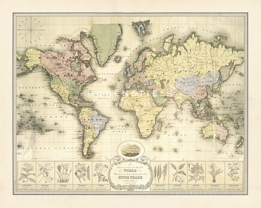 World Spice Trade Map - The Vintage Collection
