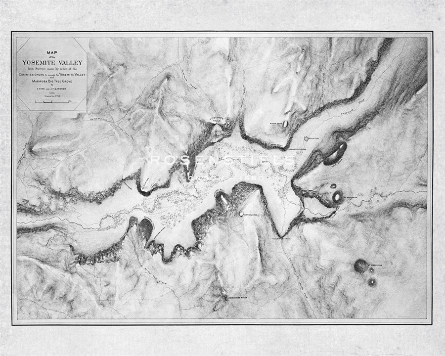 Map of Yosemite Valley - Carleton E Watkins