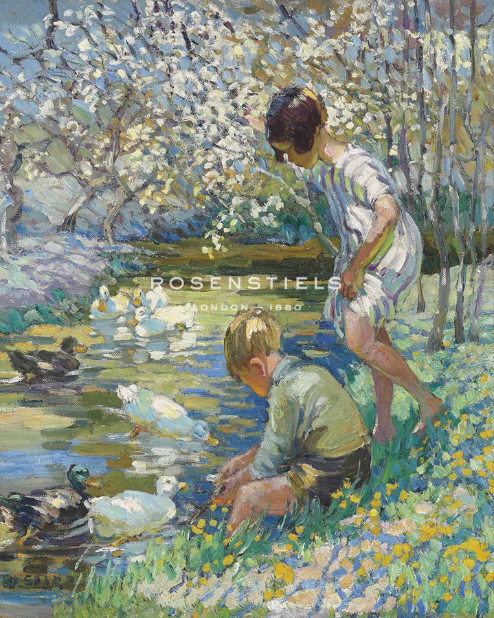 Children Playing Beside a Stream - Dorothea Sharp