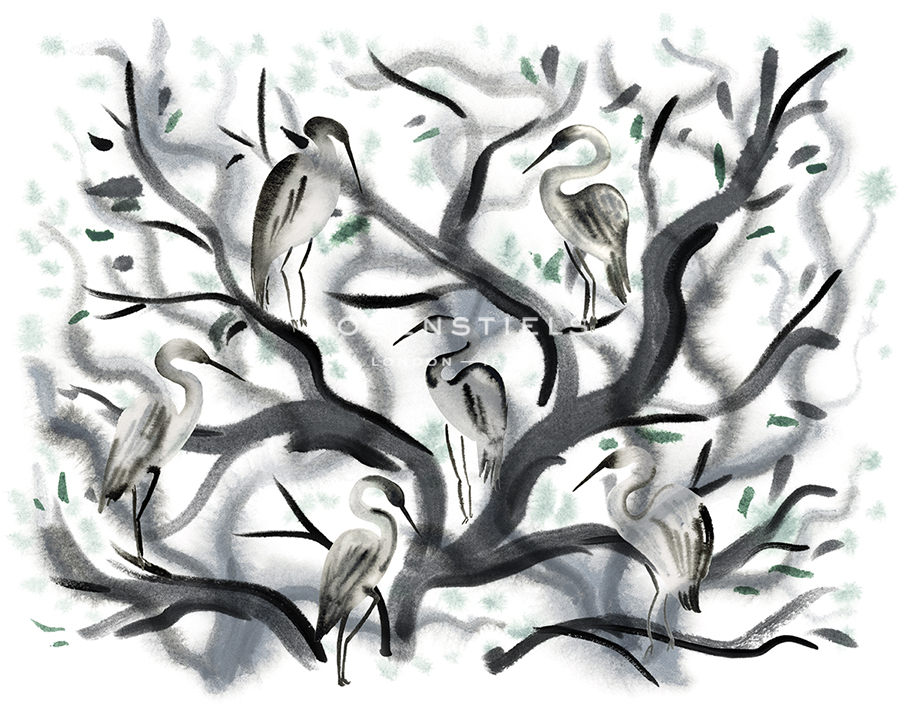 Ink Woodland - Stork - Erika Greenfield