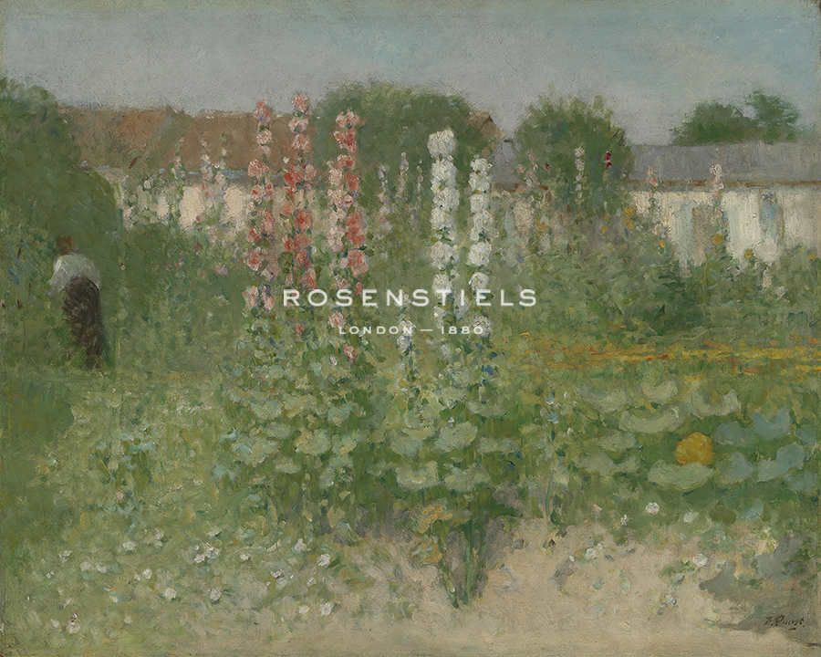 Garden with Hollyhocks - Ernest Quost