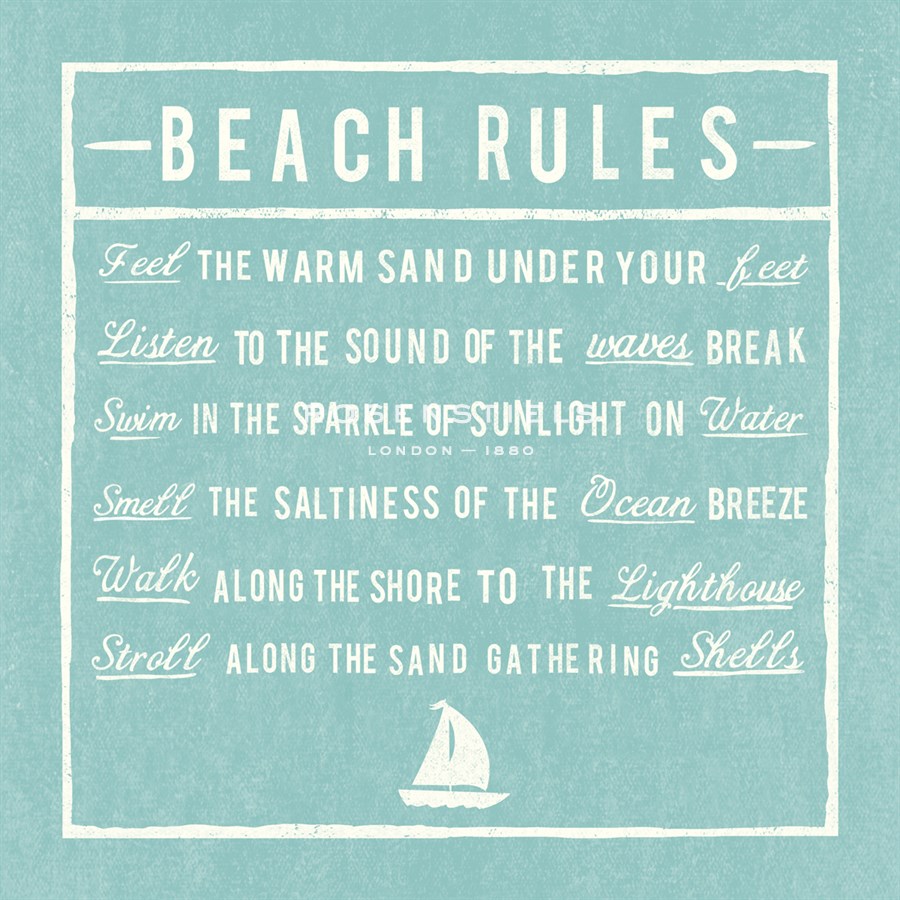 Beach Rules - Aqua - Detail - The Vintage Collection