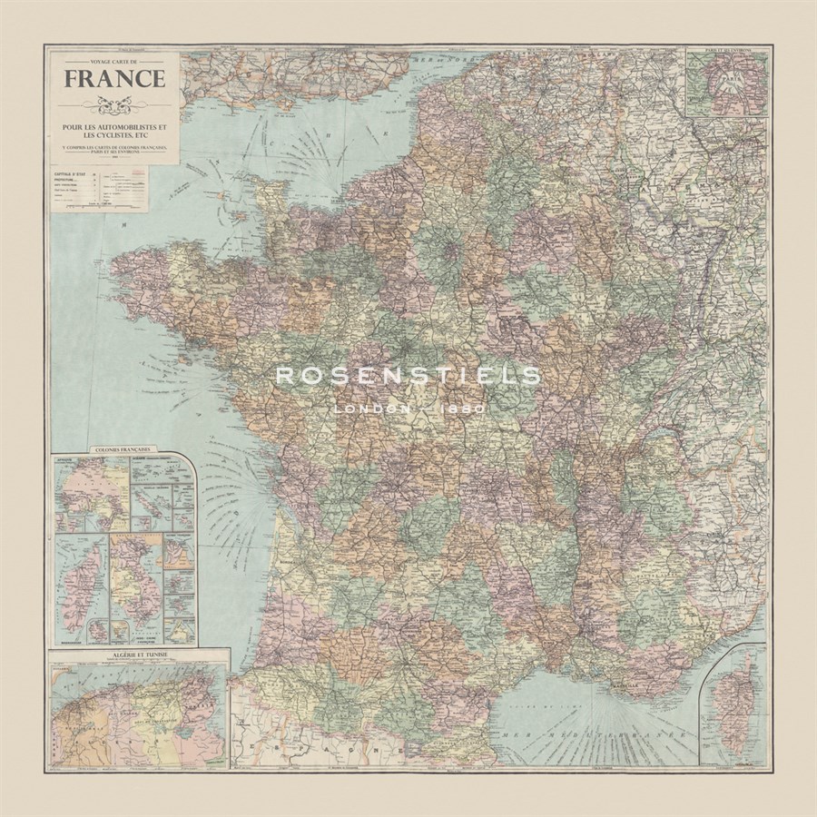 France Travel Map - The Vintage Collection