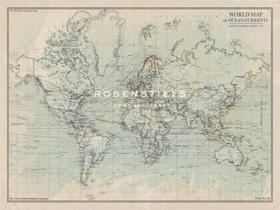 Ocean Current Map I - The Vintage Collection