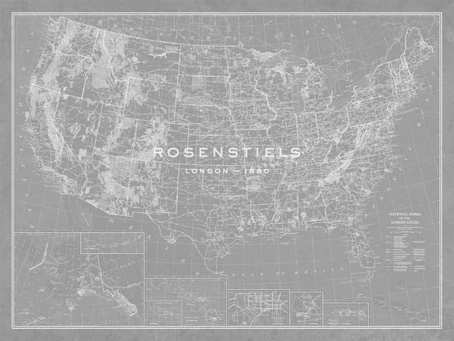 Explorer - USA Map - Graphite - The Vintage Collection