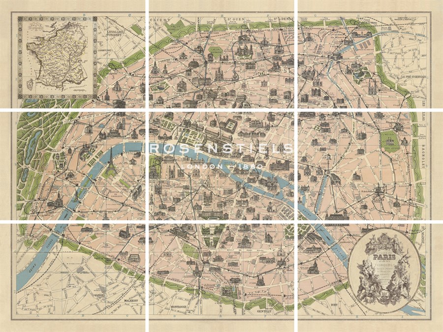 Vintage Paris Map - Set - The Vintage Collection