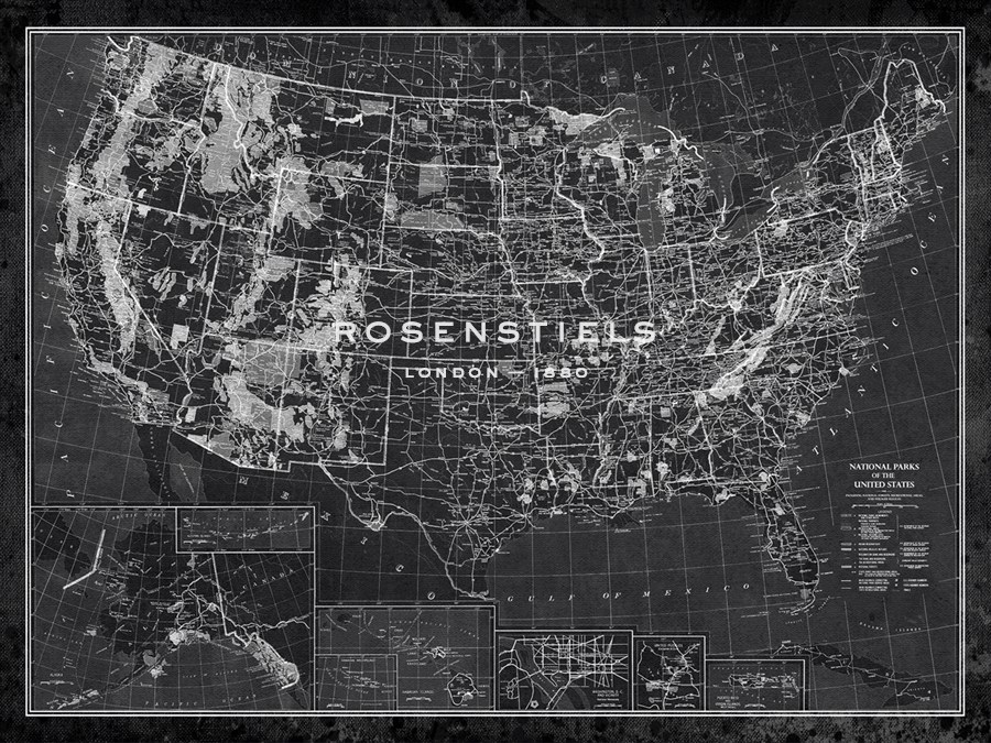 Explorer - USA Map - Noir - The Vintage Collection