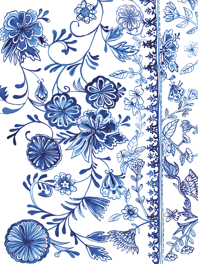 Blue Floral Figures - Paula Mills