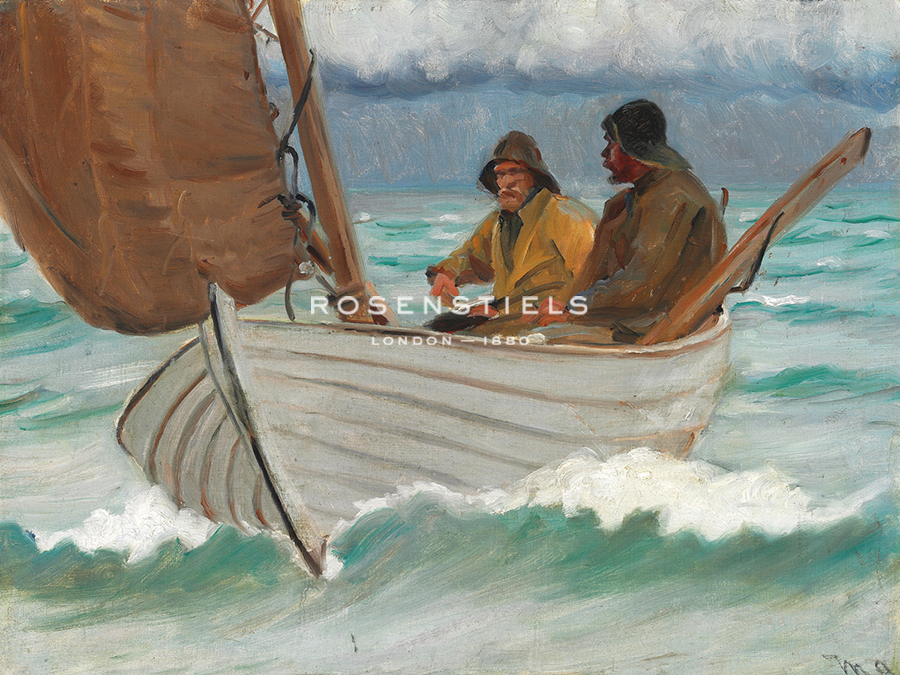 Two Fishermen from Skagen in a Sailing Boat off the Coast - Michael Ancher