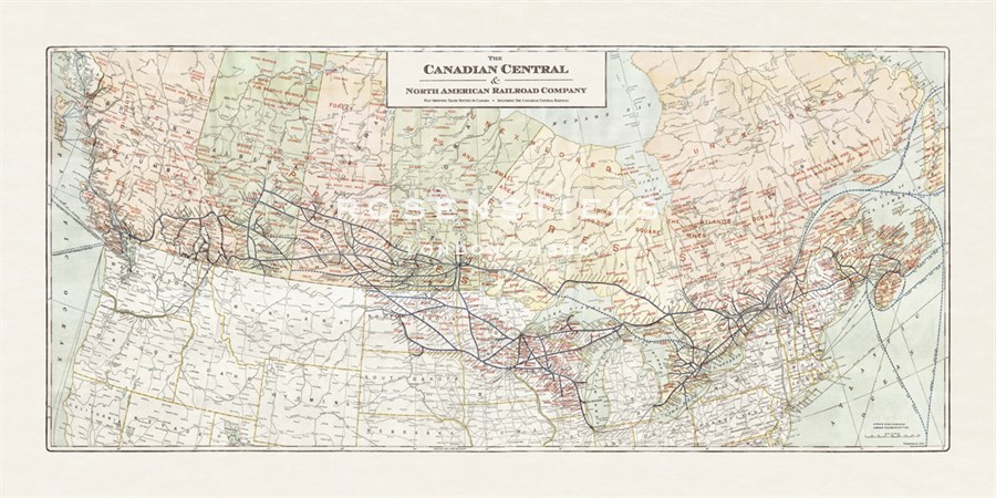 The Canadian Central and North American Railroad Map - The Vintage Collection