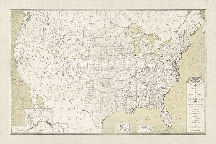 United States Outline Map - The Vintage Collection