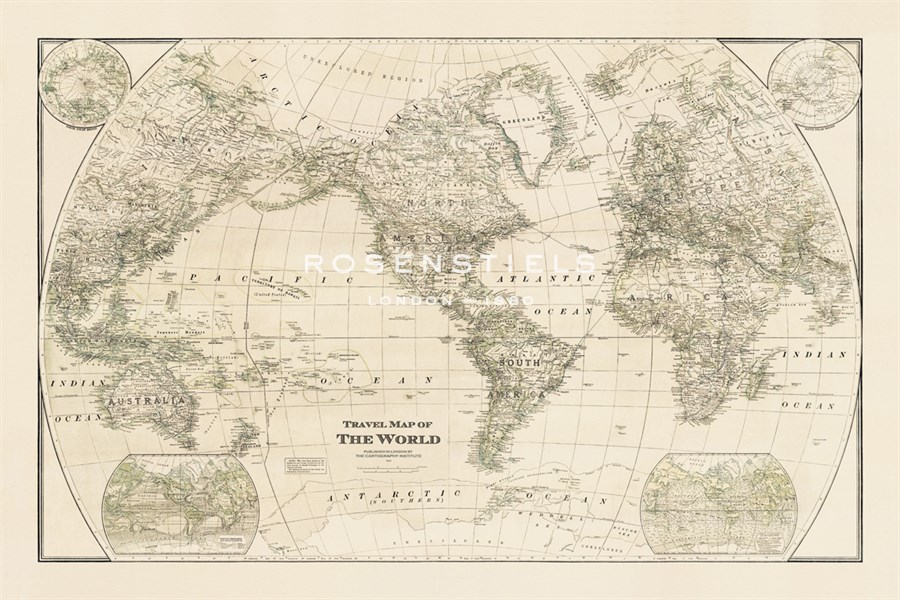 Travel Map of the World - The Vintage Collection