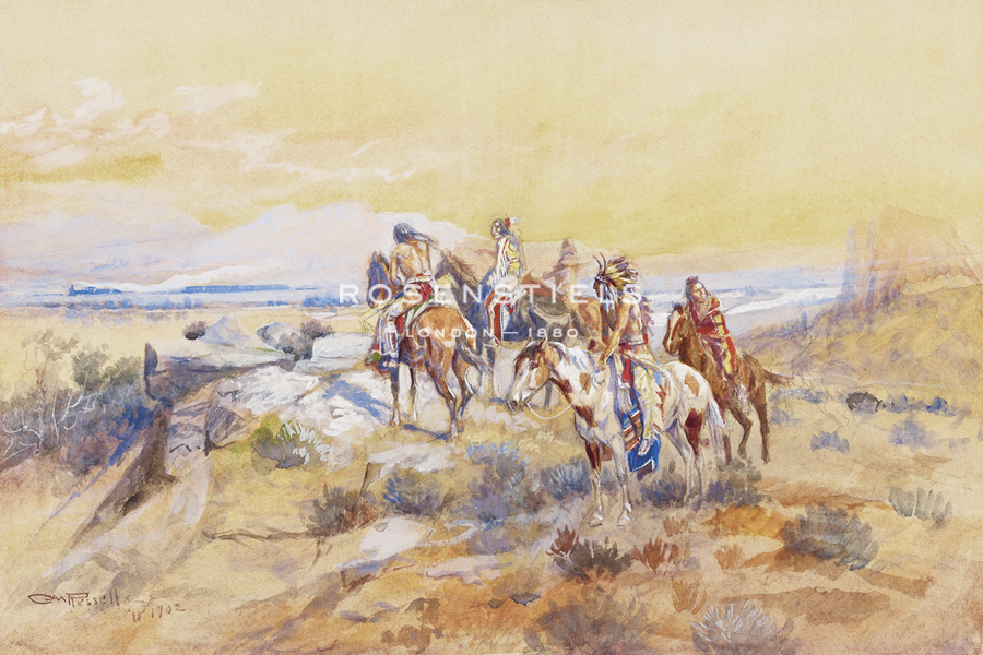 Watching the Iron Horse - Charles Marion Russell