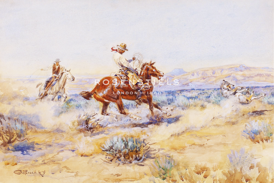 Roping a Wolf - Charles Marion Russell