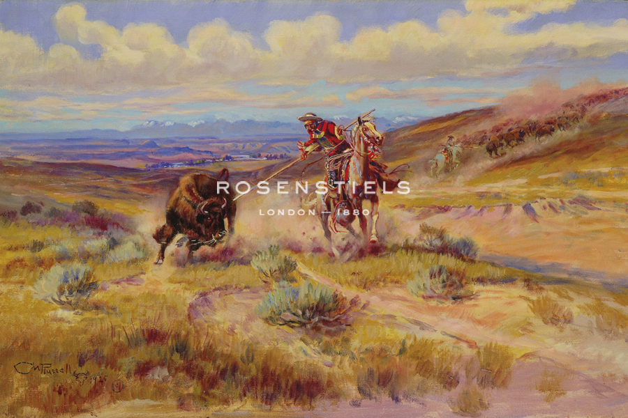 Spearing a Buffalo - Charles Marion Russell
