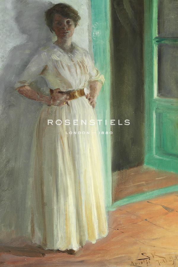 Marie Kroyer - Full Length Portrait - Evening with Lamplight on the Terrace - Peter Severin Kroyer