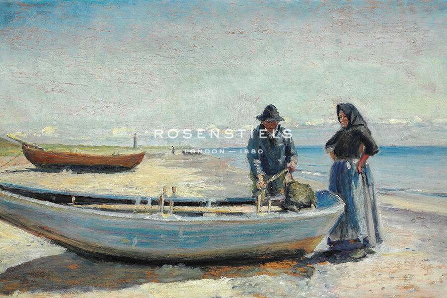 A Fisherman and his Wife on Skagen Sønderstrand with a Boat - Michael Ancher
